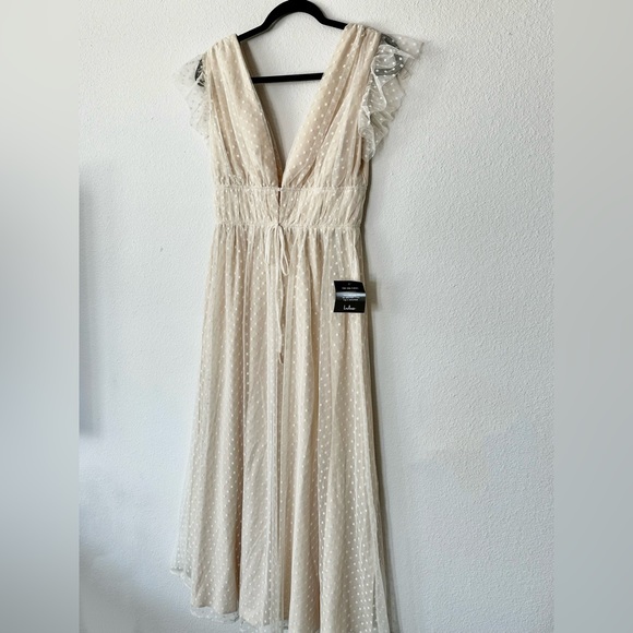 Lulus | Dresses | Nwt Lulus Yours Evermore Cream Swiss Dot Ruffled Midi  Dress | Poshmark
